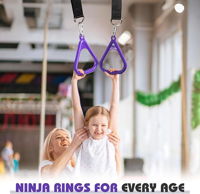 LadyRosian Trapeze Bar Swing Monkey Bars Hanging Ninja Rings Warrior Slackline Obstacle Course Kits for Kid Playground Equipment Accessories (Purple)