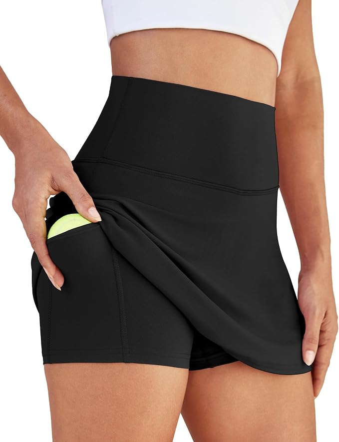 Womens Skort Tennis Skirt with Pocket Shorts | Mini Golf Skirts, High Waisted, Built-in Shorts, Soft Comfortable Fabric, for Summer Casual, Athletic Workout, Pickleball