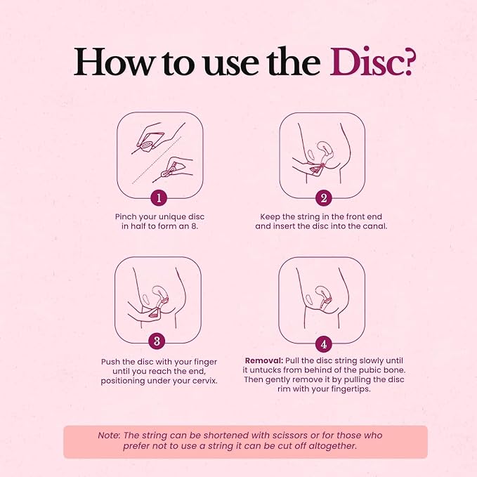 LUMMA Menstrual Disc | Includes Carrying Pouch and Silicone String for Easy Removal | Comfortable & Sustainable Choice to Tampons | Reusable Medical Grade Silicone, Leak-Proof (Pink, Medium)