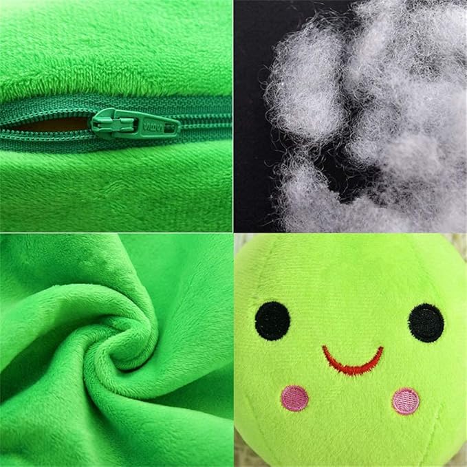 Giant Peas in A Pod Plush Toy Pea Pod Pillow Cute Pea Stuffed Toys Plant Doll Various Sizes (Green Beans,19.6''/50cm)