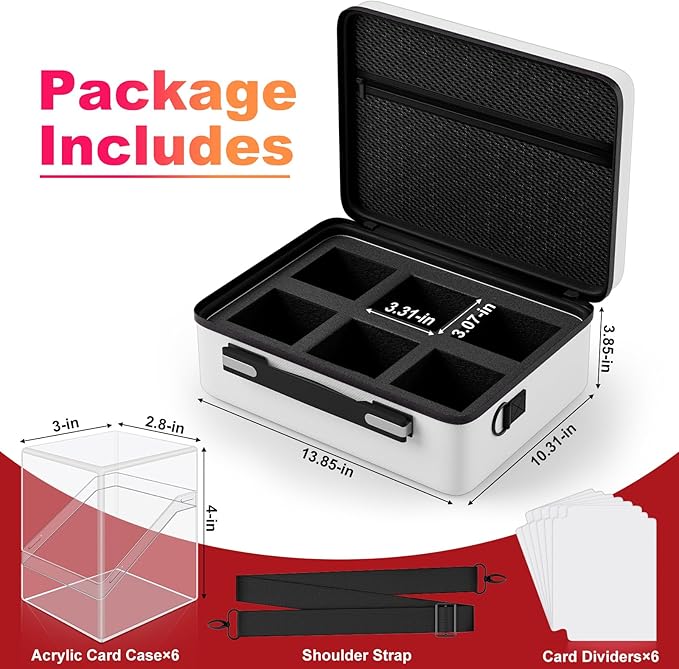 Proijeut Card Deck Box with Portable Case, 6 Pack Clear Commander Deck Box with 6 Dividers, Holds 600+ Double Sleeved Cards, Fit for MTG, YuGiOh, TCG (White)