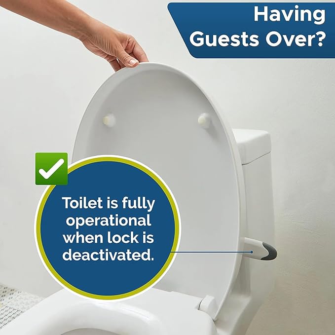 Baby Toilet Lock by Wappa Baby - 9"L x 4"W - Ideal Baby Proof Toilet Lid Lock - No Tools Needed Easy Installation with 3M Adhesive - Top Safety Toilet Seat Lock - Fits Most Toilets - White (1 Pack)