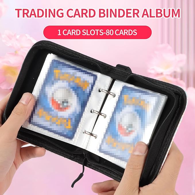 CLOKORIA Small 1 Pocket Card Binder for Cards,Mini Trading Card Binder Holder Fits 80 Cards with 40 Removable Sleeves,Card Collection Binder Album Book Case for TCG,MTG,Sports Games (Fish scales)