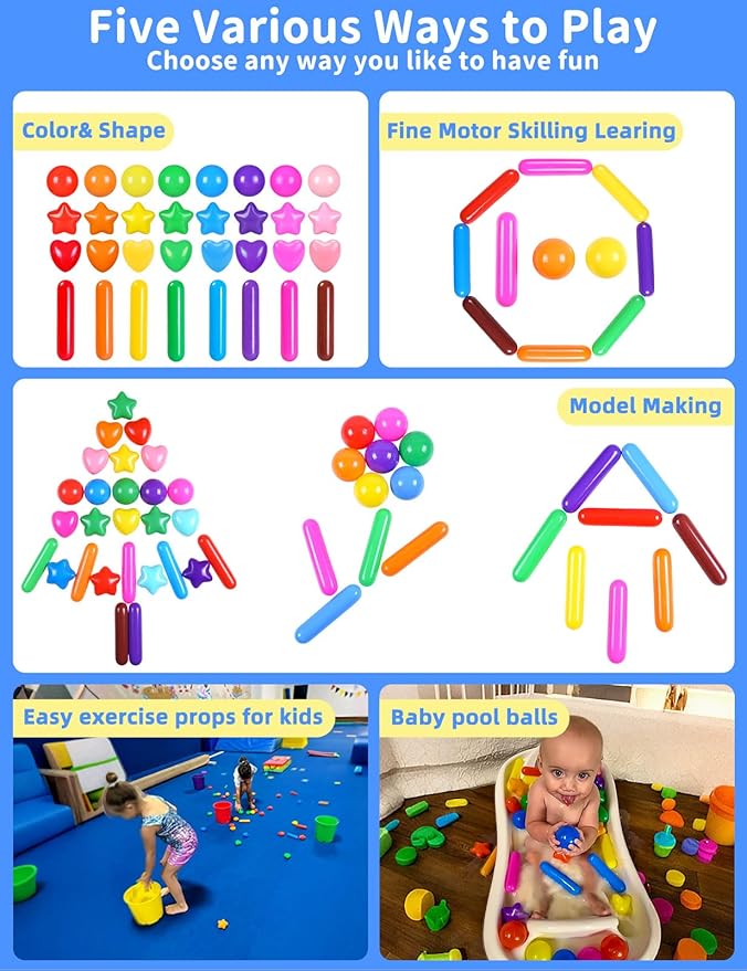 STARBOLO Ball Pit Balls for Toddlers - Colorful 500 Ball Pit Balls Crush Proof Plastic Toy Balls for Toddlers Ball Pits, Ball Pit Play Tent, Baby Pool Water Toys(Random Colors)