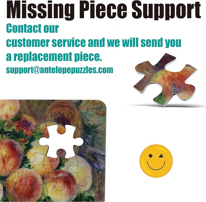 Antelope - 1000 Piece Puzzle for Adults, Still Life with Peaches, by Pierre-Auguste Renoir - Officially Licensed, Jigsaw Puzzles 1000 Pieces, High Resolution, Matte Finish, No Dust