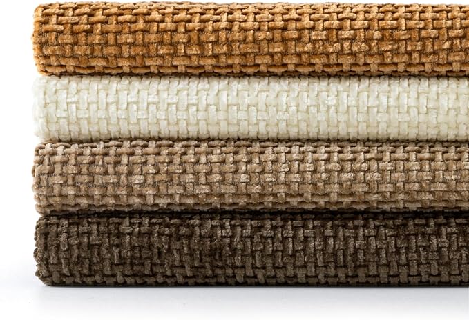 MIULEE Soft Decorative Chenille Fall Pillow Covers Brown 18x18 Pack of 4 | Rustic Home Decor, Layered Brown Collection, Couch Throw Pillows, Farmhouse Boho Cushion Covers for Sofa Bed Living Room