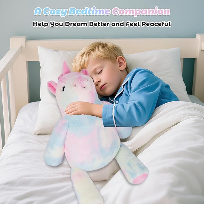Bobbie & Laxi 23" 4.5lbs Unicorn Weighted Stuffed Animal–Adjustable Sitting & Laying Weighted Unicorn Plush Toy Pillow with Removable Ceramsite Bag Cuddly Soft Companion for Adult, Kid