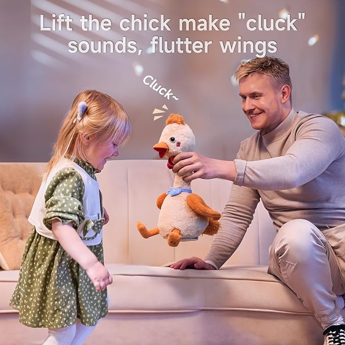 TUMAMA Dancing Talking Chicken Toy, Mimicking Twisting Neck Flapping Wings Electronic Pet Soft Plush Chick Toy,Singing, Recording, Repeating, Baby Toddler Interactive Toys for Boys Girls Gifts
