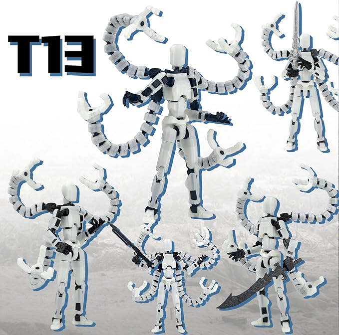 Already Assembled T13 Action Figure Accessories,T13 Multi-Jointed Movable,for Collectors Desktop Decorations t-13 Movability 3D Printed Toys (Luminous, 5.5inch)