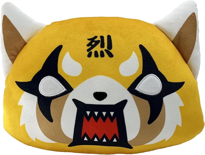 Northwest Aggretsuko Rage Face Cloud Pillow 12" – Plush Cartoon Stuffed Toy for Kids & Adults, Cute Character Throw Pillow