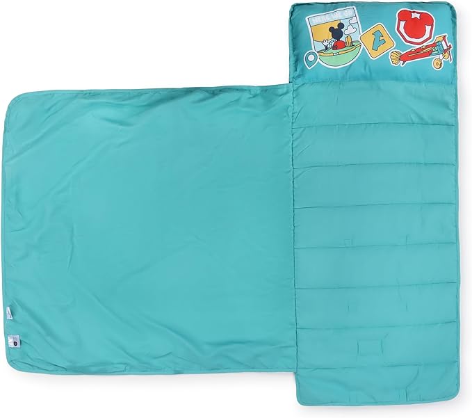 Jay Franco Kids Nap Mat with Embedded Pillow & Blanket – Soft 46"x20" Microfiber Sleeping Bag with Name Tag & Handle