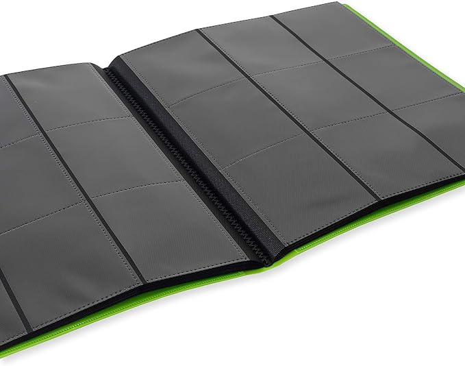 Vault X 9 Pocket Standard Strap Binder, Holds 360 Trading Cards in 20 Side-Loading Pages (Green)
