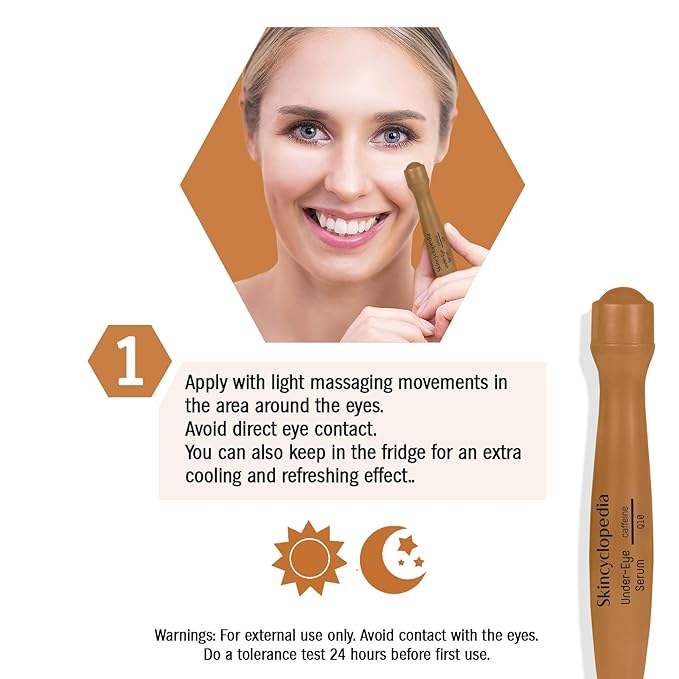 Under Eye Treatment, Roll-On + 3 Hydrogel Pads with Caffeine & Q10, Cooling Roller, Energizing Serum for Dark Circles, Puffiness Bags, Fine Lines & Wrinkles, Deep Hydration Activator.
