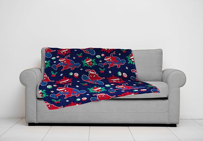 Jay Franco Kids Christmas Plush Throw Blanket – 50x70 Inches Soft & Cozy Fleece Throw for Holiday Bedroom & Couch Décor, Official Licensed Product, Blue - Spiderman