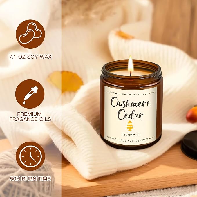 Candles for Home Scented, 6 x 7.1 oz Soy Wax & 150 Hours Long Lasting Fall Candles, Gifts for Women Birthday Thanksgiving Day Merry Christmas