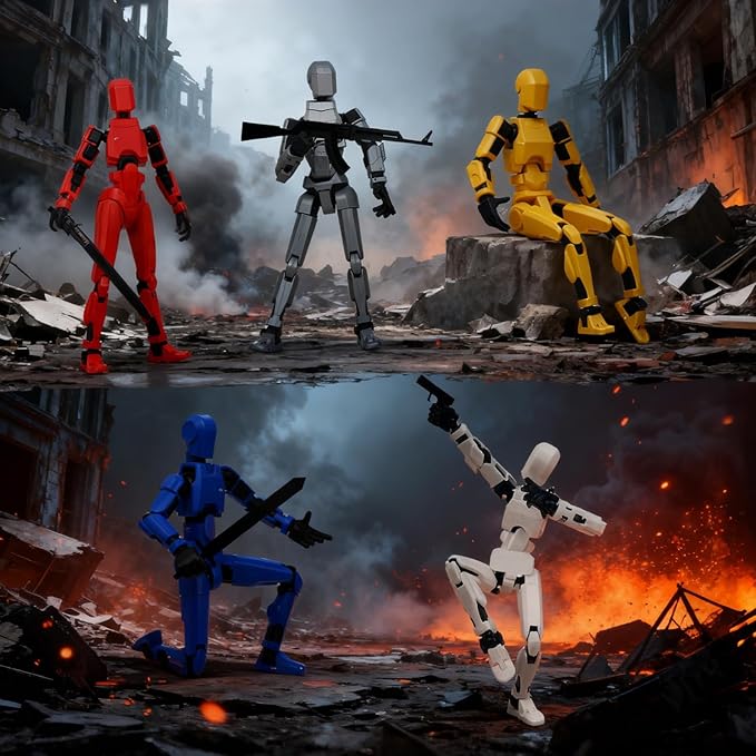 (Assembly Completed) 5 Packs Dummy13 Action Figure Set, 3D Printed ActionFigure Toy Gifts for Kids, Dummy 13,Robot 13 Action Figure Full Body Mechanical Doll Christmas Birthday Gift for Boys Girls