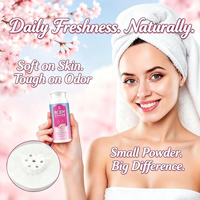 Body Powder for Women Fresh, Talc-Free Dusting Powder for Dryness, Soothing Aloe & Protect Zinc Oxide, Gentle Formula Sweat & Odor Control, Cornstarch Body Powder for Women Daily Freshness, 3.53oz