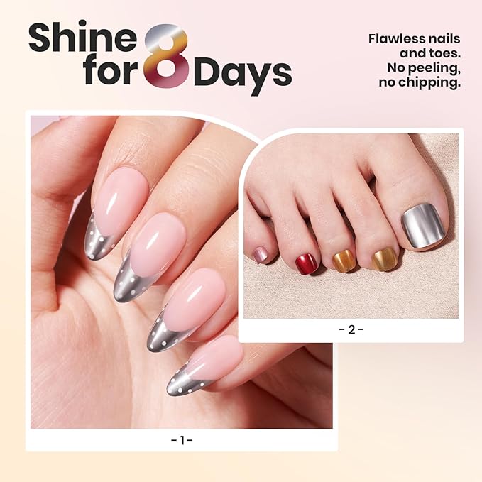 Beetles Mirror Nail Polish Set – Metallic Muse 6 Colors, High Gloss & Quick-Drying Metallic Nail Polish Set, Long-Lasting Air Dry Home DIY Perfect Nail Art Spring Gift for Women