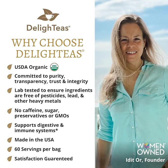 DelighTeas Organic Digest & Detox CCF Tea | Ayurvedic Cumin, Coriander, Fennel Loose Leaf Tea for Digestion, Detox Cleanse | USDA Organic, Non-GMO, Caffeine Free, Sugar Free | 60 Servings, 5 oz.