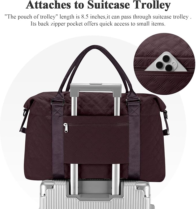 Travel Duffel Bag, Carry On Overnight Weekender Bags for Women | Travel Bag with Wet Pocket & Trolley Sleeve, For Spirit Airlines 18x14x8 Personal Item Bag