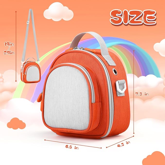 Carrying Case Compatible with Yoto Mini (2024 Edition),30 Cards Storage Bag with Handle and Shoulder Strap, Travel Storage box for Player & Headphone Accessories (Orange)