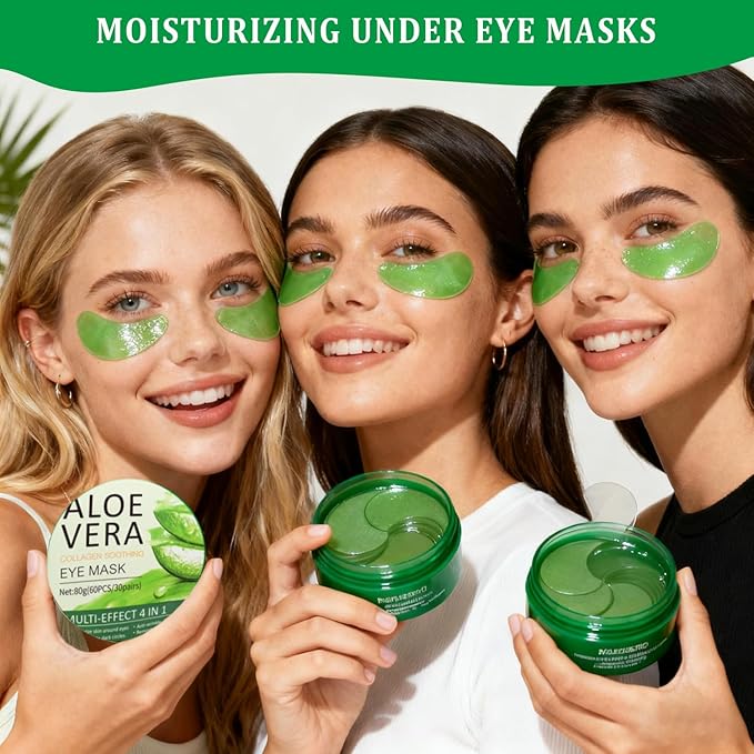 firstfly Under Eye Patches - 60 PCS Aloe Vera Eye Masks for Dark Circles and Puffiness, Hydrating Eye Mask Skincare, Stocking Stuffers, Eye Patches for Women Reduce Wrinkles and Fine Lines