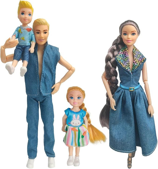 Interactive Family Toy Fun Action Figures Set, Imaginative Family Doll Play