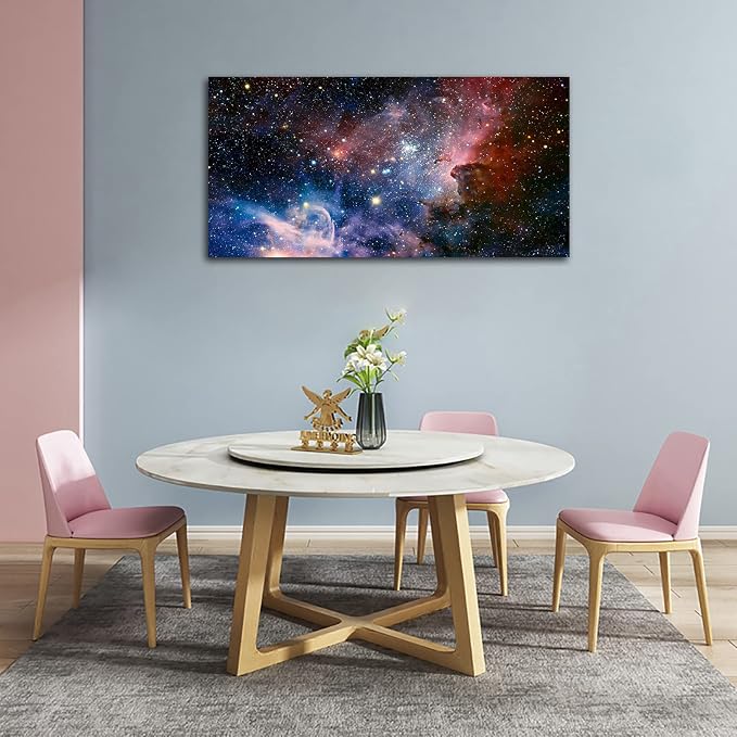 arteWOODS Canvas Wall Art Galaxy Nebula Starry Cosmic Painting Pictures Panoramic Canvas Arotwork Universe Stars Outer Space Wall Art for Home Office Decoration Framed Ready to Hang 20" x 40"