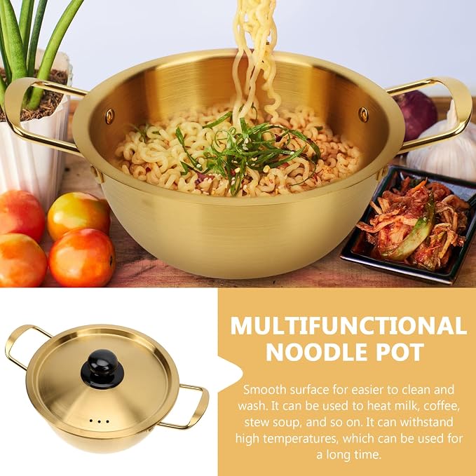 ERINGOGO Korean Noodle Pot Stainless Steel Instant Ramen Maker Easy Clean Family Size
