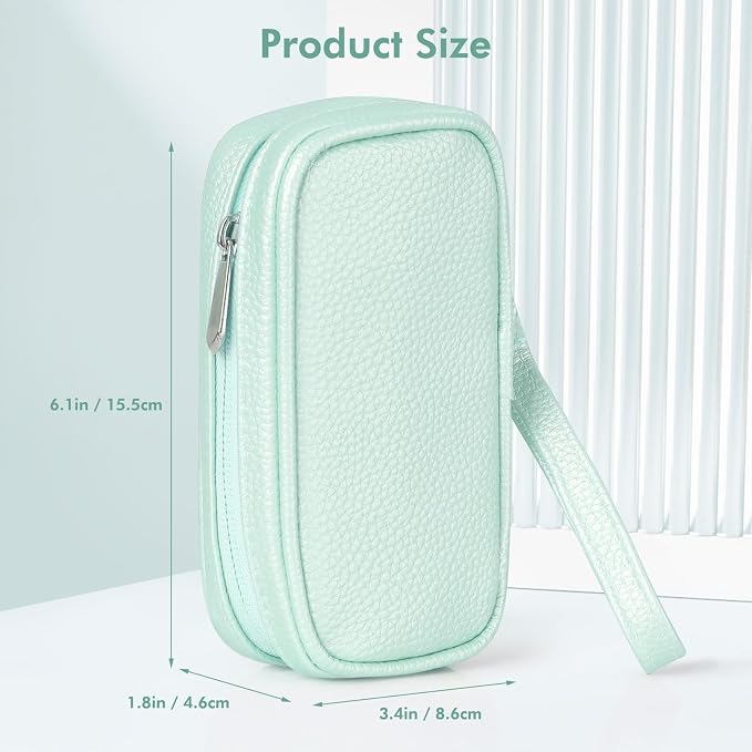 Portable Tampon Organizer - Beige PU Pouch with Handle, Small Case for Feminine Products, Zipper Period Bag for Women's Purse
