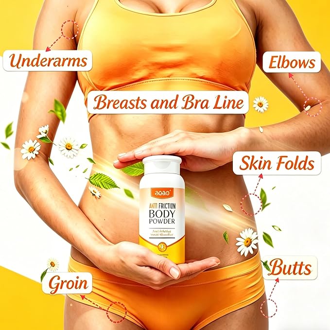 Women's Dry Body Powder, Sweat Absorb Talc-Free Dusting Powder for Curvy Figures, Hypoallergenic Anti-Friction Formula, Chafe-Free Between Legs During Exercise Or Walking, Multi-Use for Foot, 3.53oz