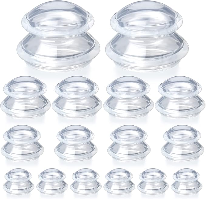 Syhood 16 Pcs 4 Sizes Cupping Therapy Set Silicone Cupping Massage Cups Professional Therapy Studio and Household Set for Cellulite Reduction Body Myofascial Muscle Nerve Joint Pain