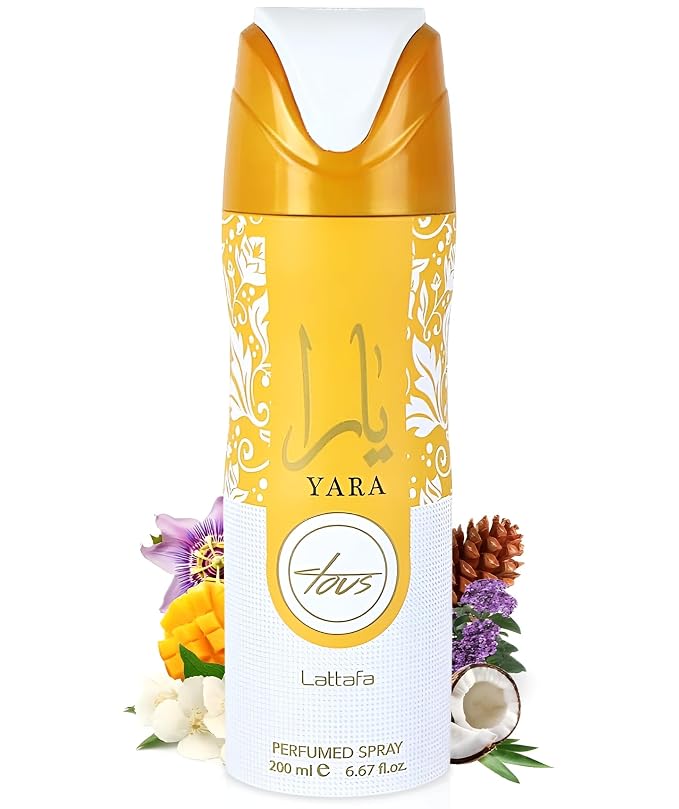 Lattafa Yara Tous – Fruity, Tropical, Gourmand, Musky – Perfumed Deodorant Spray for Women, 6.67 Ounce / 200 ml (Pack of 2)