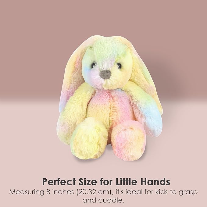 MON AMI Mini Rainbow Bunny Plush Toy | 8-Inch Soft Stuffed Animal for Cuddling, Collecting & Gifting | Cute Huggable Plush for All Ages