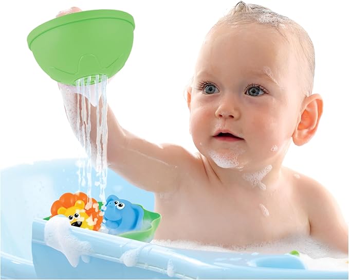 winfun 10-Pc Bath Toy Set – Soft, Squeezable Animal Figures with Floating Drainer Container, Water & Sprinkle Scoops for Sensory Play, Fine Motor Skill Development – Ages 6 Months+