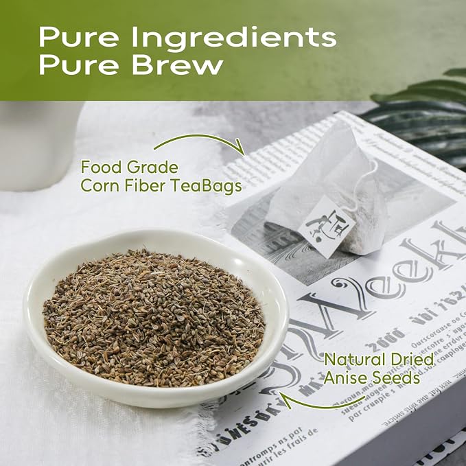 FullChea - Anise Seed Tea Bags, 40 Count, Whole Pimpinella Anisum Seeds | Premium whole anise seed herbal tea, non-GMO, caffeine-free, gentle for digestive comfort, ideal for daily relaxation