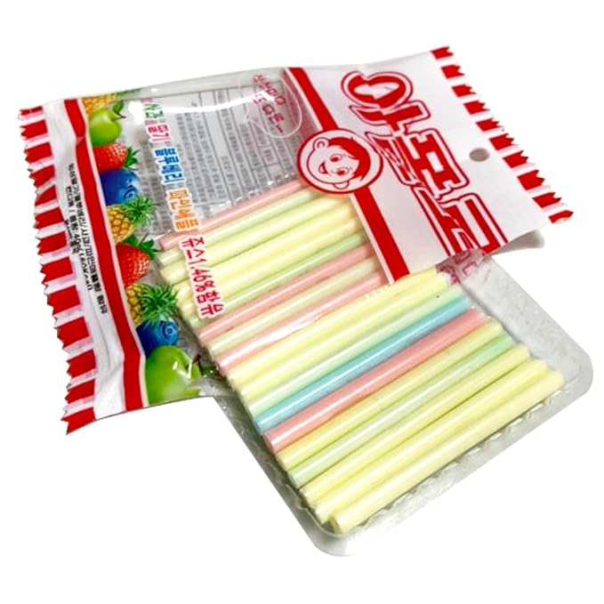 Sookwang Apollo K-Snack Korean Straw Candy – Assorted Flavors: Strawberry, Blueberry, Apple, Pineapple – Twist & Squeeze Roll-On Style Treats, Retro-Style Squeezable Candy_6.34oz / 180g (10gx18ea)