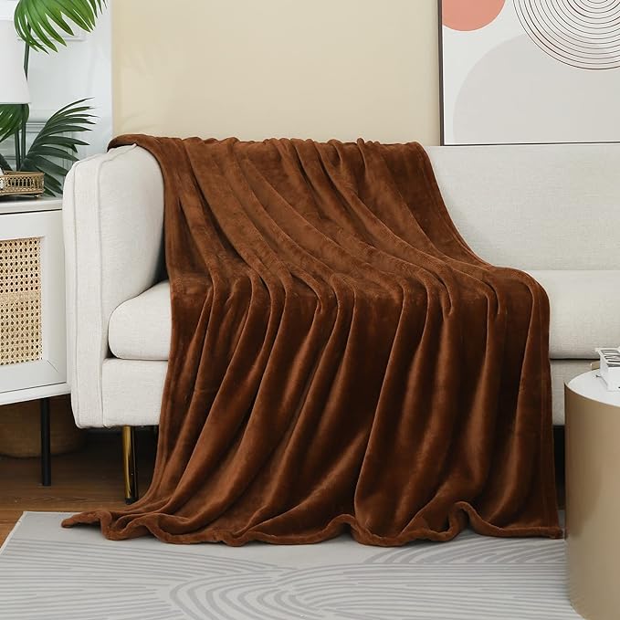 Brown Fleece Plush Throw Blanket 50"x60"for Couch Sofa Fuzzy Cozy Flannel | Super Soft Lightweight Microfiber Blanket for Bed Chair bedroom Home Decor All Season,Birthday Gifts for Women Mom Adult