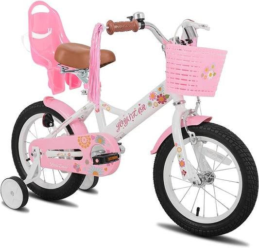 JOYSTAR Little Daisy Kids Bike for Girls Boys Ages 2-7 Years, 12 14 16 Inch Girls Bikes with Doll Bike Seat & Streamers, Boys Bike with Flag & Number Plate, Multiple Colors