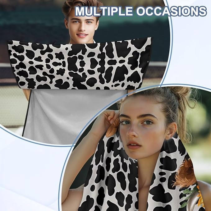 INSTANTARTS Cow Striped Highland Cow Car Seat Towel Covers Yoga Towel Car Seat Cover Car Towel