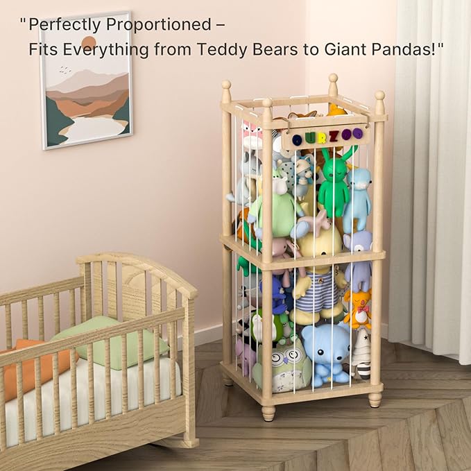 Stuffed Animal Storage, Wood Stuffed Animal Zoo Storage,3D Zoo Plaque Toy Organizer, Extra Large Capacity Plush Toy Cage,Stuffed Animal Holder,Gift for Nursery Playroom Kidroom Decor
