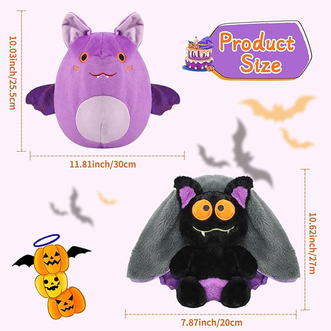 Halloween Bat Stuffed Animal - Purple Plush Toy for Kids & Adults, Cute Bat Stuffed Animal with Soft Plush for Halloween Decor & Gifts