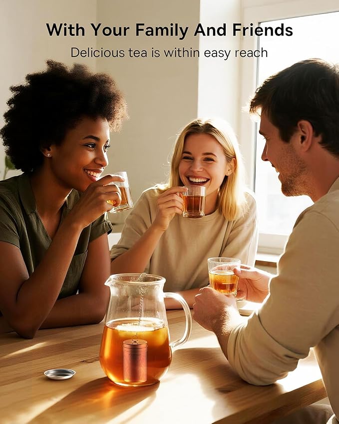 House Again Tea Strainers for Loose Tea, Extra Fine Mesh Tea Infuser, Updated Slim Threaded Lid & 304 Stainless Steel, Tea Ball Filter Bags Diffusers, Loose Leaf Tea Steeper for Brew Spices