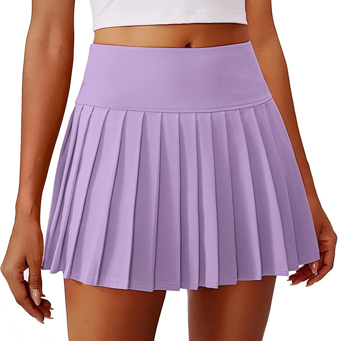PINSPARK Pleated Tennis Skirts Mini Athletic Golf Skorts with Pocket | 14", High Waist, Lightweight, Quick Dry, Stretchy, Inner Shorts, Sun Protection, Pickleball, Casual, for Women