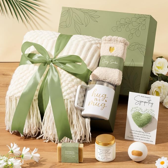 Sympathy Gifts for Loss of Loved One, Condolences Gift Baskets Grief Gifts | Memorial Bereavement Gift Ideas for Loss of Mom Dad, Hug In A Box Miscarriage Gifts for Mothers Thinking of You Care Package