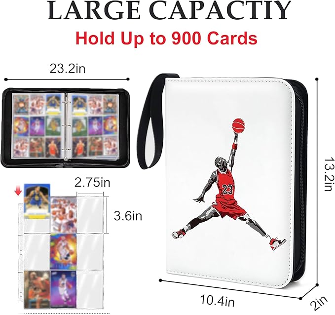 900 Pockets Basketball Card Binder,Basketball Trading Cards Holder Card Collectors Album,Waterproof Card Storage Book with Removable Sleeves,Compatible with Basketball Cards 2024-25 Sports Cards