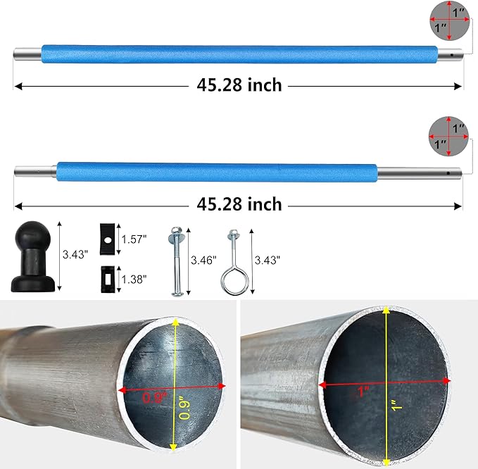 Replacement Trampoline Enclosure Poles for 12/14/15/16FT, Trampoline‘ Bottom Frame Tube and Top Frame Tube with Foam, 2pcs Together, Part # 10,11,