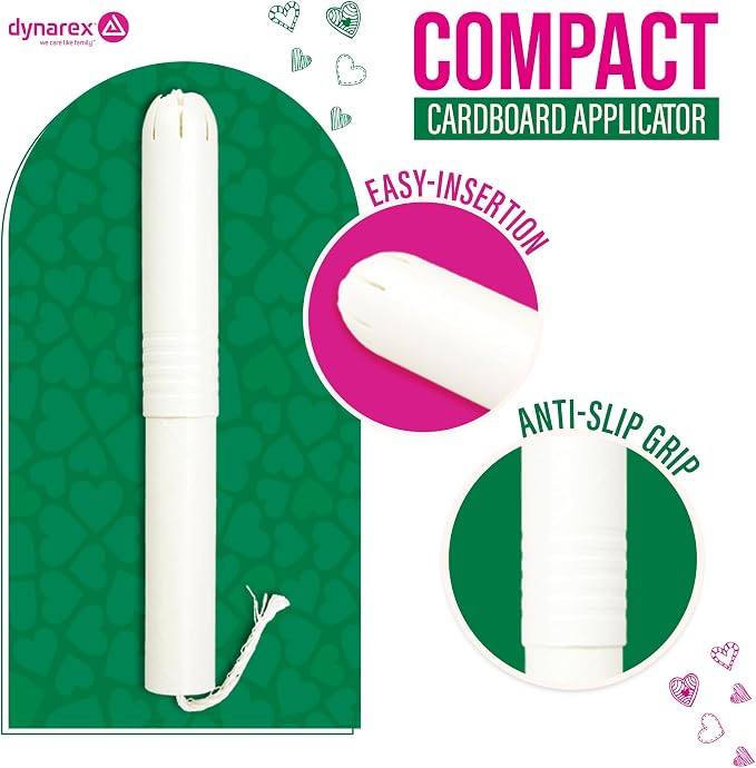 Dynarex Super Tampons – Feminine Hygiene Product with Cardboard Applicator – 7-Hour Protection – 1 Box of 25 Tampons