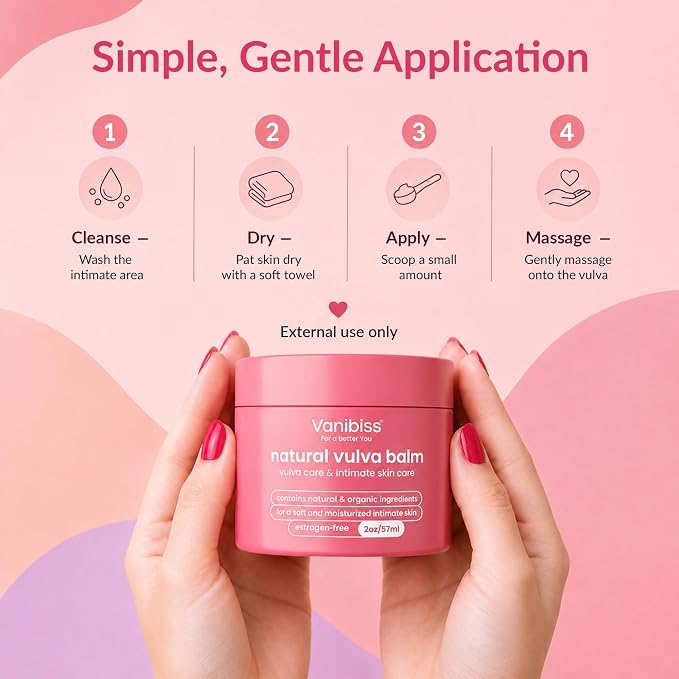 Vanibiss Natural Vulva Balm, Vulvar Moisturizer for Dryness, 2 oz, 2 Pack | Estrogen-free vaginal moisturizer and pH balanced menopause cream for dryness, itching & irritation