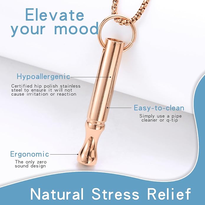 Mindfulness Breathing Necklace Stress Relief Pendant Stainless Steel Anxiety Breathe Necklace for Women Men